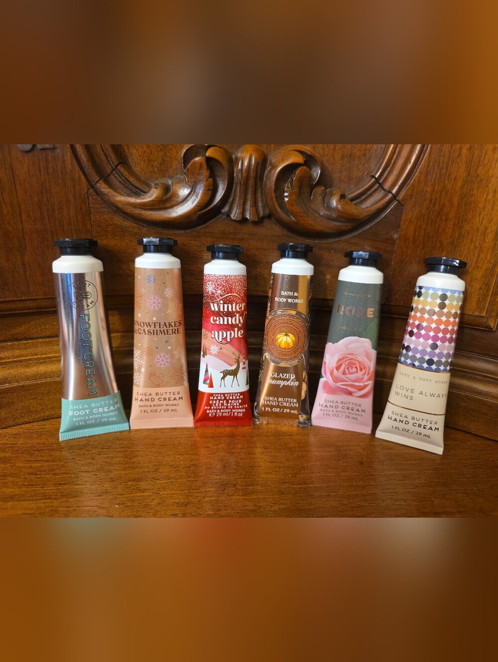 5x Bath & Body Works Shea Butter Hand Cream, 1oz Each & 1x Foot Cream 1oz--New
